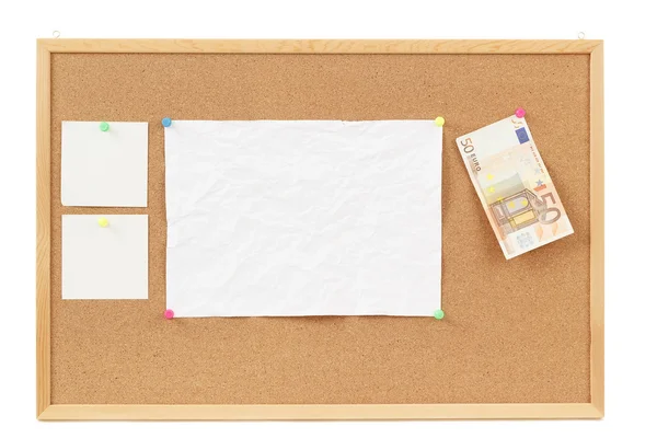 Empty note papers on cork board — Stock Photo, Image