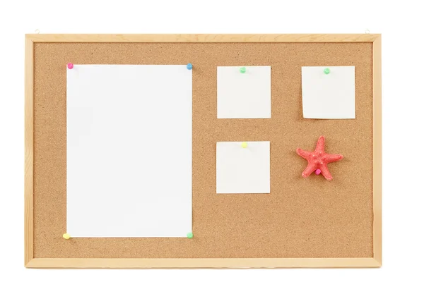 Empty note papers on cork board — Stock Photo, Image