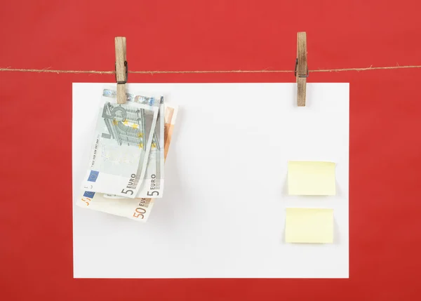 Memory note paper with Euro money — Stock Photo, Image