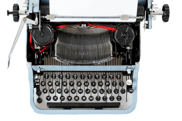 Máquina de escribir azul descubierta retro — Foto de Stock