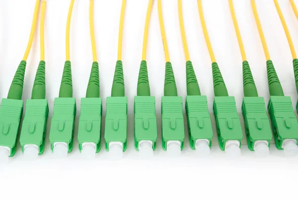 Green fiber optic SC connectors — Stock Photo, Image