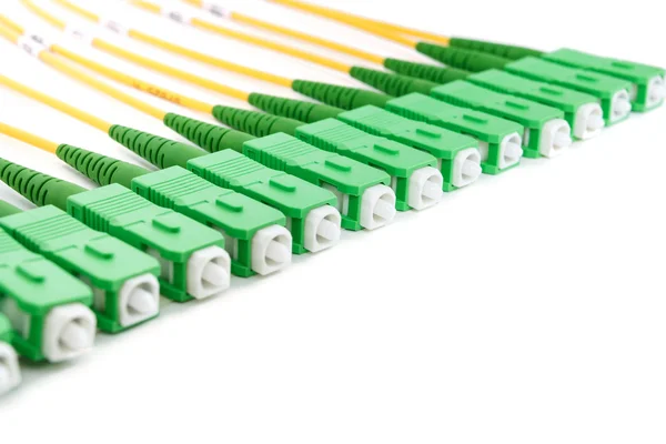 Zelená fiber optic sc konektory — Stock fotografie