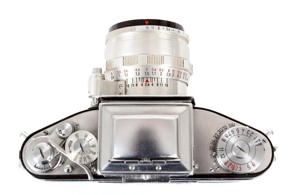 Retro starý vintage analogový fotoaparát na bílém — Stock fotografie