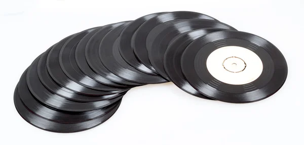 Groep zwart vinyl records — Stockfoto