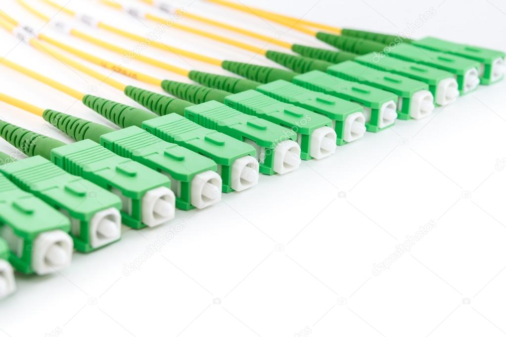 green fiber optic SC connectors