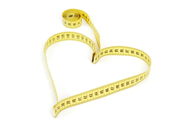 Tape measure heart shape - health, weight concept — Stock Photo, Image