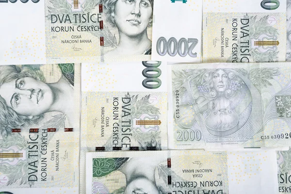 Tjeckiska sedlar kronor bakgrund — Stockfoto