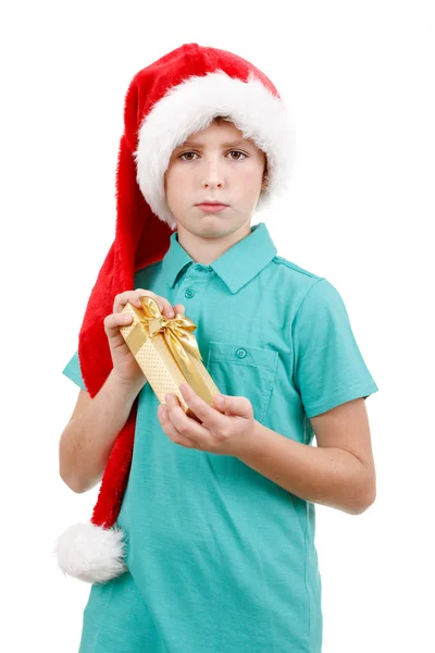 Teenager a vánoční dárek — Stock fotografie