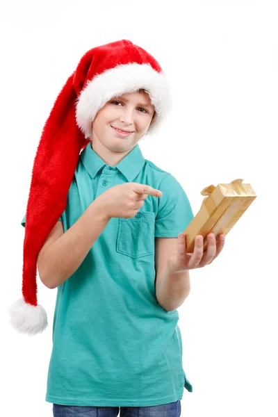 Teenager and christmas gift — Stock Photo, Image