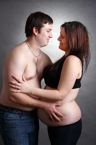 Loving happy couple, pregnant woman with her husband — Stock Photo, Image