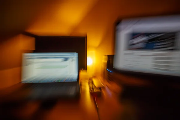 Abstract blurry computer workstation — Stock Photo, Image