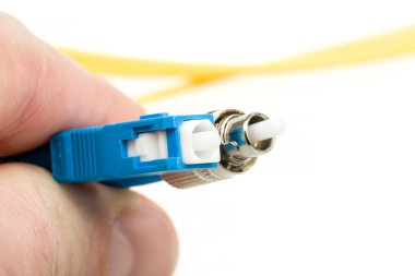 Mavi fiber optik sc bağlayıcı ve fc tipi konektör