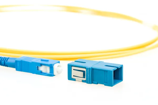 蓝色光纤光纤 sc 连接器 — 图库照片