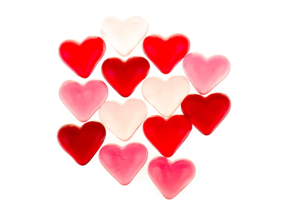 Brightly coloured red gums hearts — Stock Photo, Image