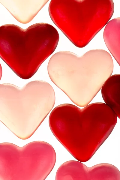 Brightly coloured red gums hearts — Stock Photo, Image