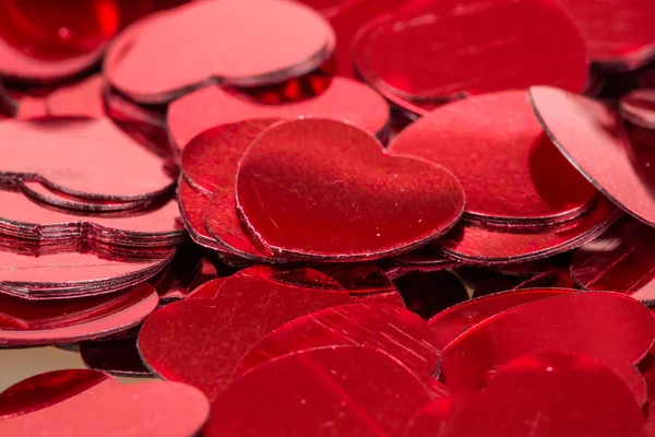 Czerwone serce confetti tło — Zdjęcie stockowe