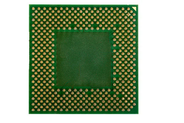 Makro na białym tle procesor komputera — Zdjęcie stockowe