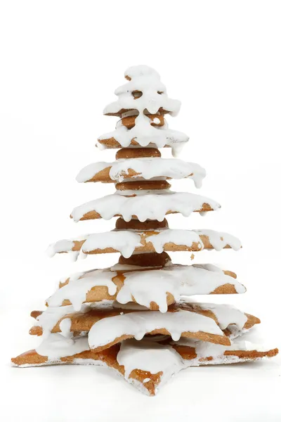 Christmas gingerbreads tree on white background — Zdjęcie stockowe