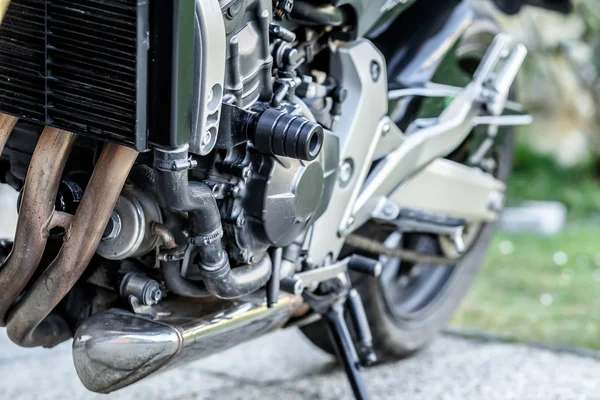 Motocicleta motor close-up detalhe fundo — Fotografia de Stock