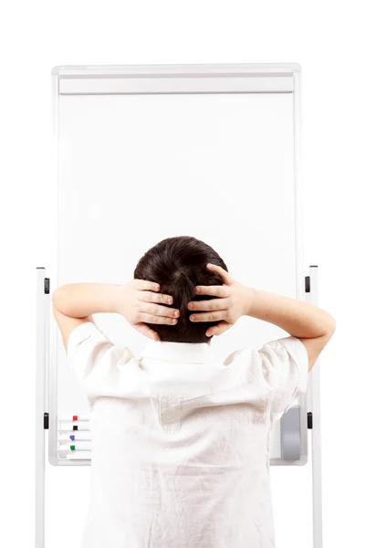 Young boy student and whiteboard — Stock Photo, Image