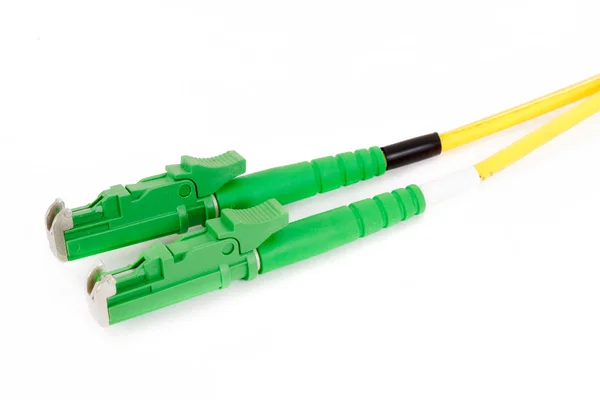 Green fiber optic E2000 connector — Stock Photo, Image