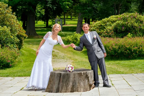 Beautiful young wedding couple — Stock Photo, Image