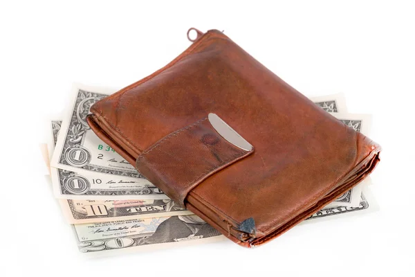 Leather wallet with money — Stock Photo, Image