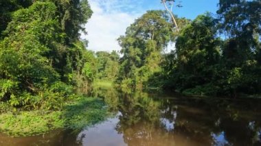 Kanal boyunca ilerleyen tekne, Tortuguero, Kosta Rika