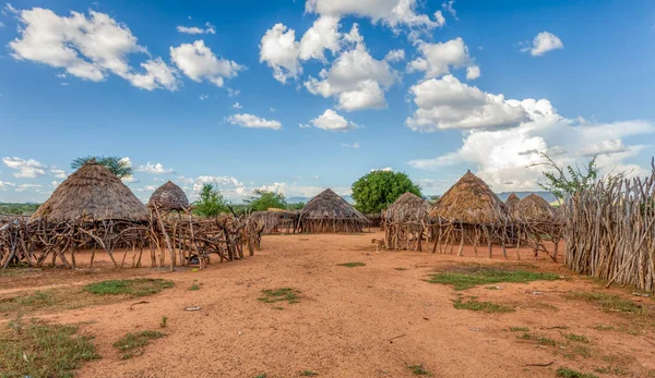 Traditionella Hyddor Hamar Village Hamars Den Ursprungliga Stammen Sydvästra Etiopien — Stockfoto