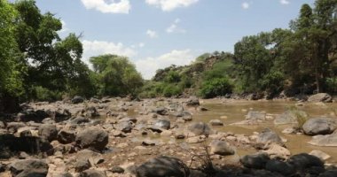 River Awash in Awash National Park. Under Waterfalls in Awash wildlife reserve in south of Ethiopia. Wilderness scene, Africa