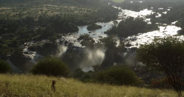 Nagyon Szép Epupa Falls Nagy Vízesések Sorozata Melyeket Cunene Folyó — Stock videók
