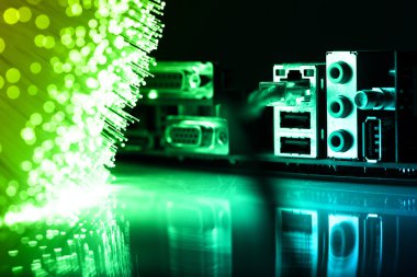 Fiber optik arka plan ile lots-in ışık lekeleri