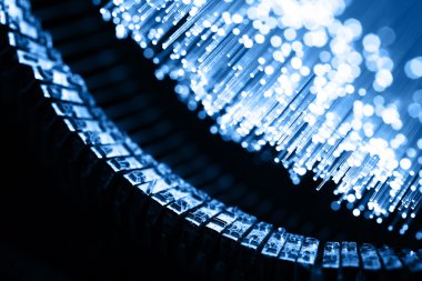 Fiber optik arka plan ile lots-in ışık lekeleri