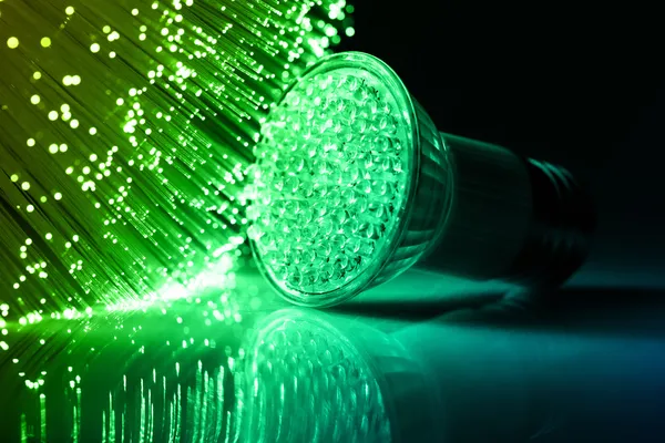 Fond de fibre optique avec beaucoup de taches lumineuses — Photo