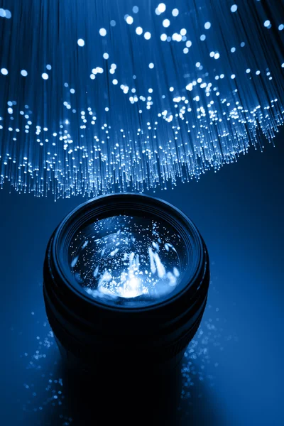 Fondo de fibra óptica con muchos puntos de luz — Foto de Stock