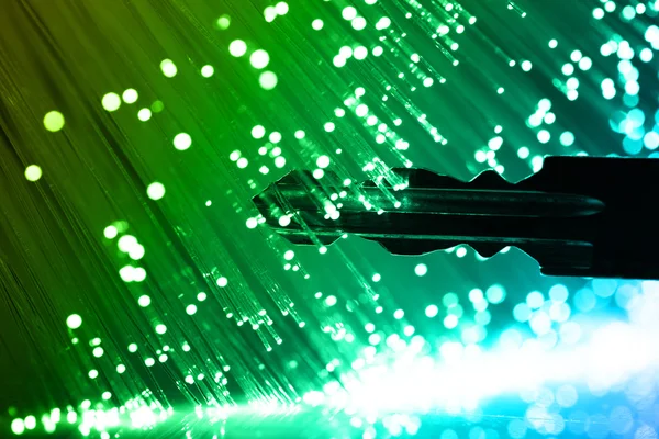 Fiber optics achtergrond met veel licht vlekken — Stockfoto