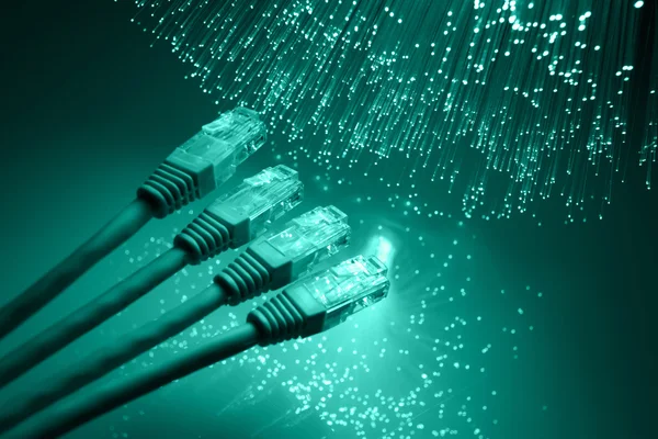 Fibra ottica sfondo con un sacco di punti luce — Foto Stock