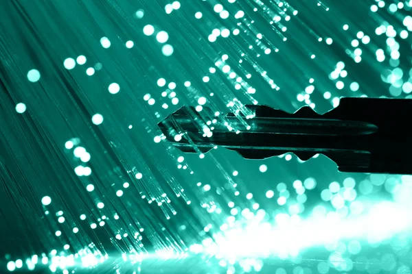 Glasfaser-Hintergrund mit vielen Lichtpunkten — Stockfoto
