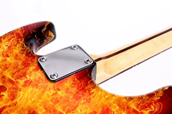 Fire electric guitar — Stock Photo, Image