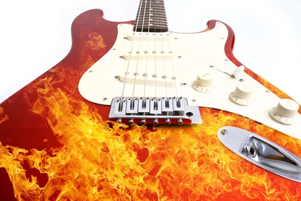 Fire electric guitar — Stock Photo, Image