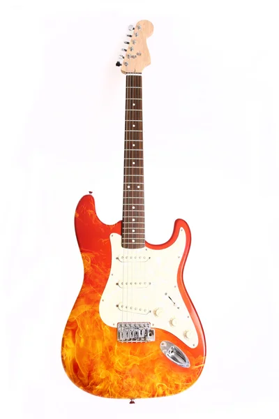 Guitarra eléctrica fuego — Foto de Stock