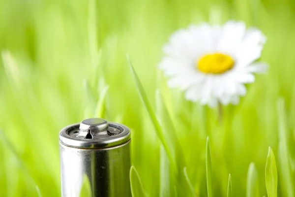 Batterie auf frischem Gras — Stockfoto