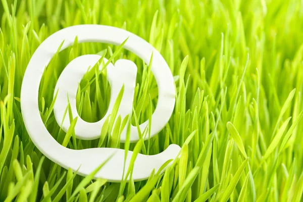 Электронная почта и свежая трава — стоковое фото