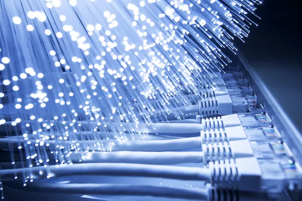 Fondo de fibra óptica con muchos puntos de luz — Foto de Stock