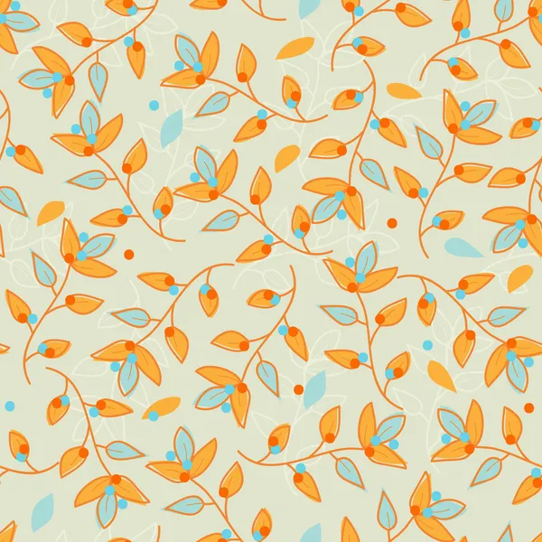Vector seamless autumn floral pattern — Stock Vector