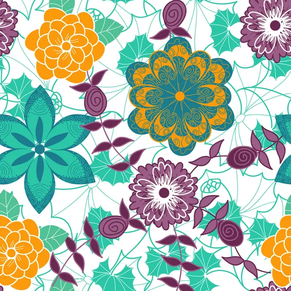 Fondo de flores sin costura vectorial — Vector de stock