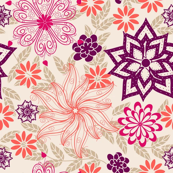 Vector seamless flower pattern — Stock Vector