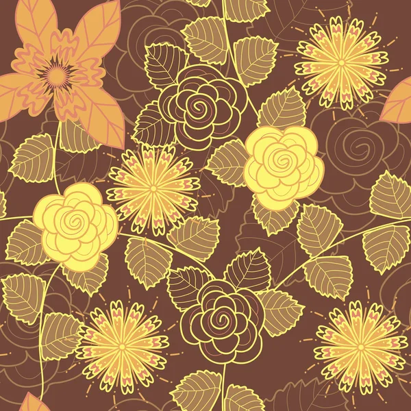 Vector seamless flower pattern — Stock Vector