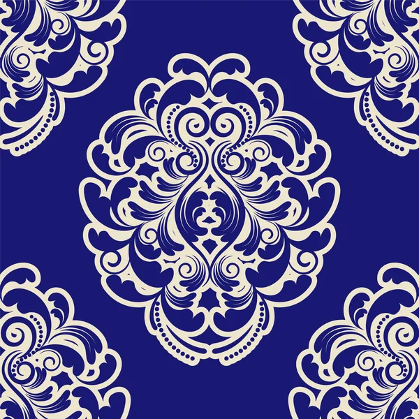 Damas bleu sans couture — Image vectorielle