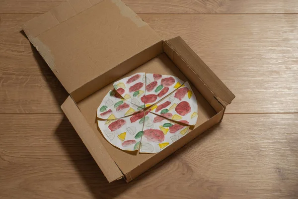 Malovaná Pizza Krabici — Stock fotografie
